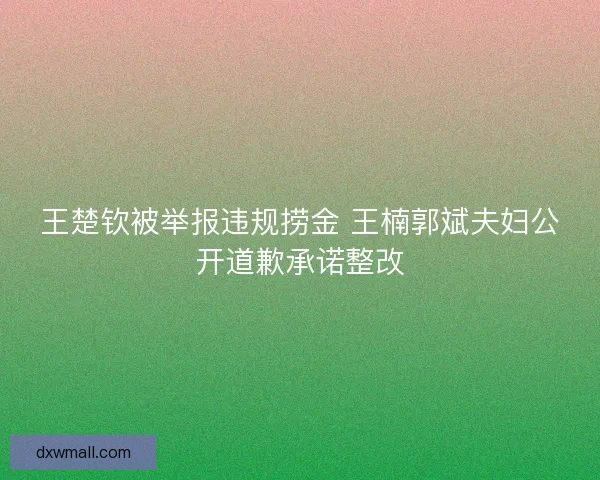 王楚钦被举报违规捞金 王楠郭斌夫妇公开道歉承诺整改