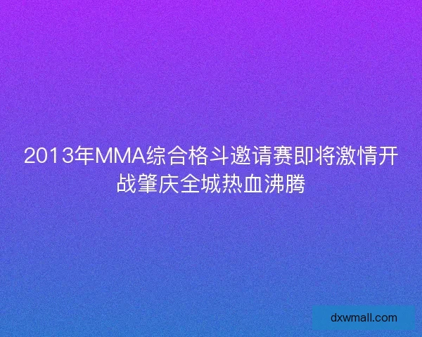 2013年MMA综合格斗邀请赛即将激情开战肇庆全城热血沸腾
