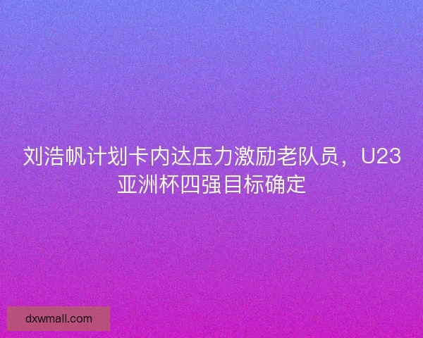 刘浩帆计划卡内达压力激励老队员，U23亚洲杯四强目标确定