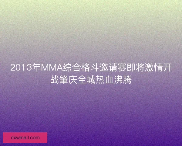 2013年MMA综合格斗邀请赛即将激情开战肇庆全城热血沸腾