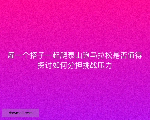 雇一个搭子一起爬泰山跑马拉松是否值得探讨如何分担挑战压力