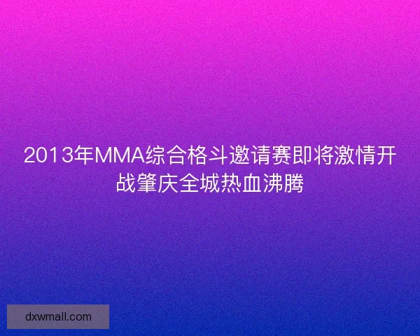 2013年MMA综合格斗邀请赛即将激情开战肇庆全城热血沸腾