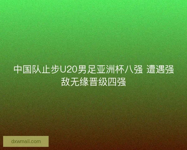 中国队止步U20男足亚洲杯八强 遭遇强敌无缘晋级四强